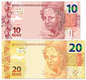 As novas cédulas de R$ 10 e R$ 20 da segunda família do real entram em circulação hoje. Foto: Banco Cantral/Divulgação