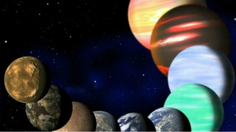 Imagem artistica mostra diferentes tipos de planetas na Via Láctea detectados pelo Kepler. BBC/Reprodução