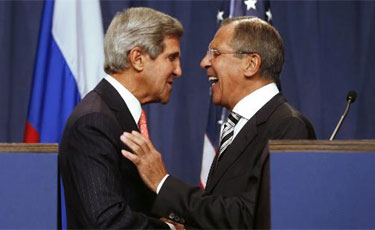 Estados Unidos e Rússia chegaram neste sábado a um acordo em Genebra que dá a Damasco uma semana para apresentar uma lista de suas armas químicas. Foto: Larry Downing/AFP Photo