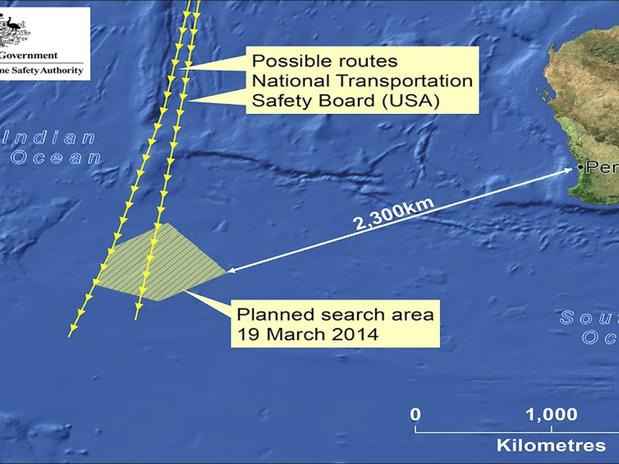 Austrália divulgou infográfico com o local onde os objetos foram encontrados . Foto: Autoridade Australiana de Segurança Marítima/ Foto
