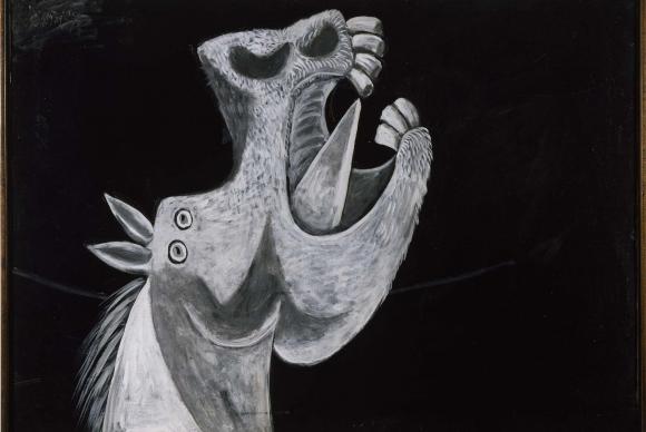 O desenho Cabeza de caballo, um dos esboços de Picasso para o painel Guernica, faz parte da exposição em São Paulo (Reprodução)