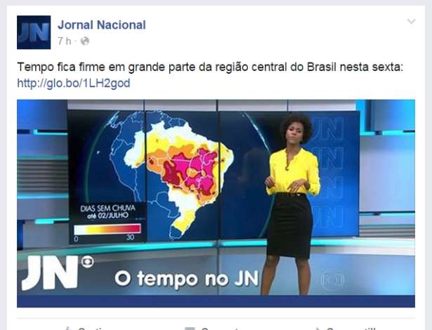 Postagem na página oficial do Facebook do Jornal Nacional com foto de Maju Coutinho foi alvo de comentários racistas. Foto: Reprodução/Facebook