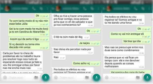 A negociação entre mãe e compradora foi feita através do WhatsApp. Foto: Polícia Civil de Goiás/Divulgação