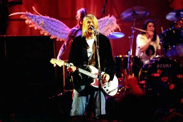 Kurt Cobain durante gravação do especial Live and Loud, da MTV. Foto: MTV/Divulgação