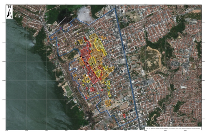 O Serviço Geológico do Brasil produziu um relatório técnico com o levantamento das feições de instabilidade do terreno no Bairro Pinheiro.
Foto: Reprodução/CPRM. (O Serviço Geológico do Brasil produziu um relatório técnico com o levantamento das feições de instabilidade do terreno no Bairro Pinheiro.
Foto: Reprodução/CPRM.)